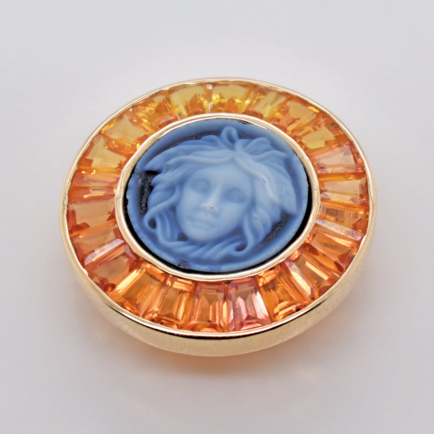 Cameo Versace Medusa Yellow Sapphire Brooch