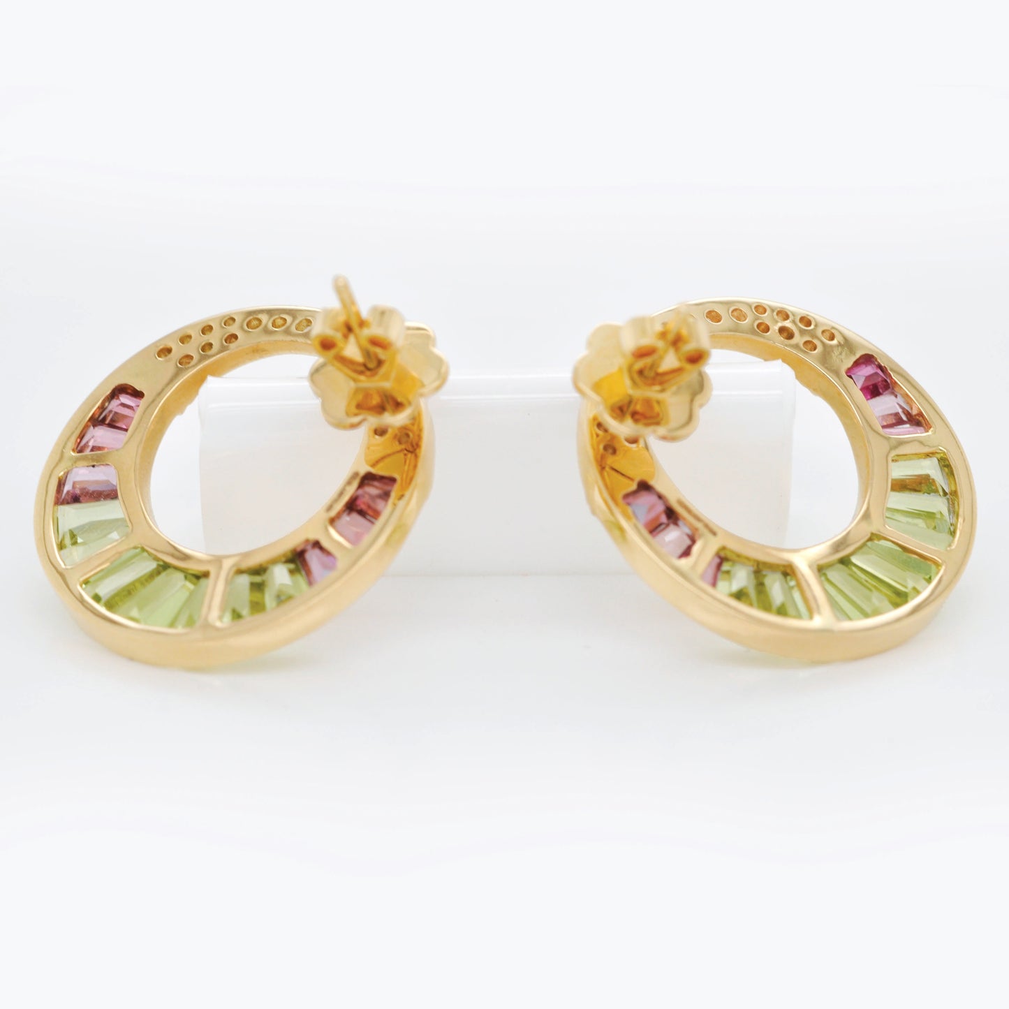 Cleopatra Peridot Pink Tourmaline Stud Earrings