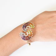 Rainbow Orbit Cuff Diamond Bracelet