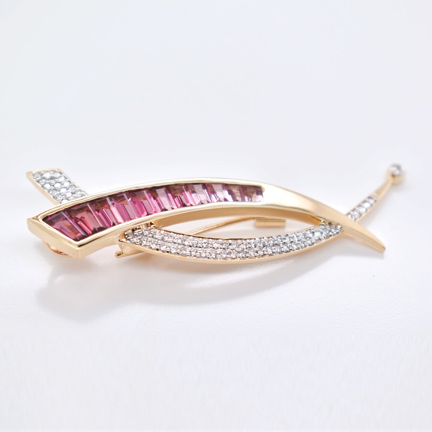 Sword Pink Tourmaline Pendant Brooch