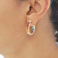 18K Gold Rainbow Gemstones Channel Set Hoop Earrings