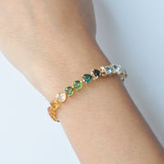 Rainbow Tennis Heart Bracelet