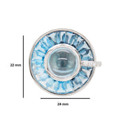 Circle Cabochon Blue Topaz Rotating Ring