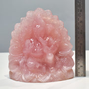 2.27 Kg Rose Quartz Ganesha Idol Lotus Shape Sculpture Figurine