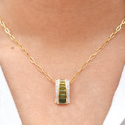 Pyramid Peridot Green Tourmaline Pendant