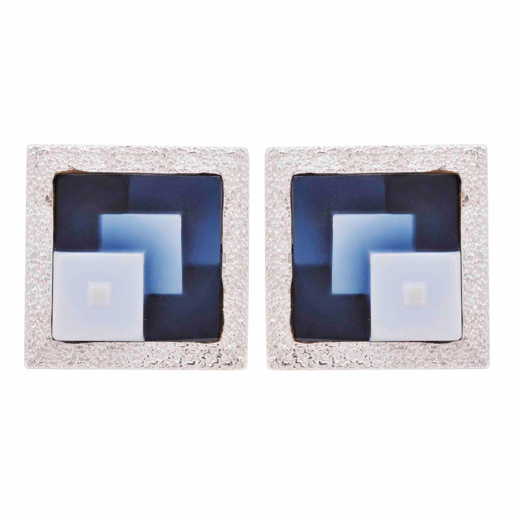 silver square cufflinks