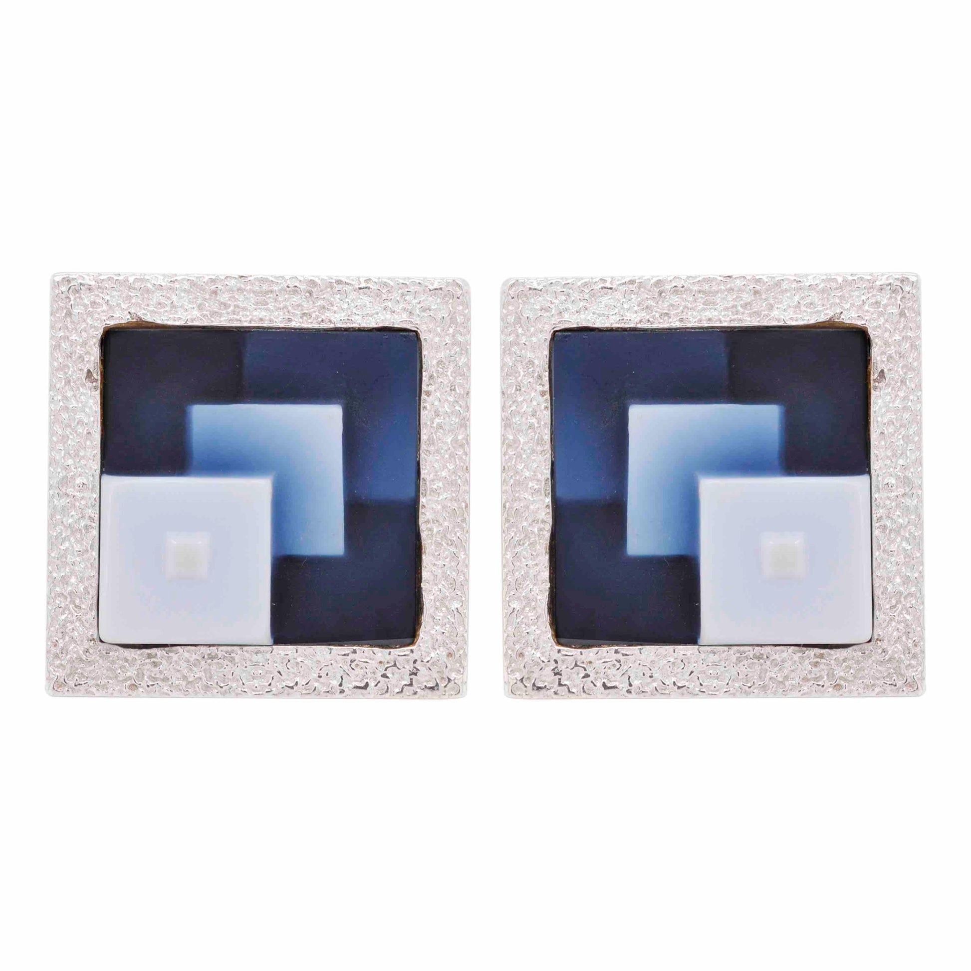 silver square cufflinks