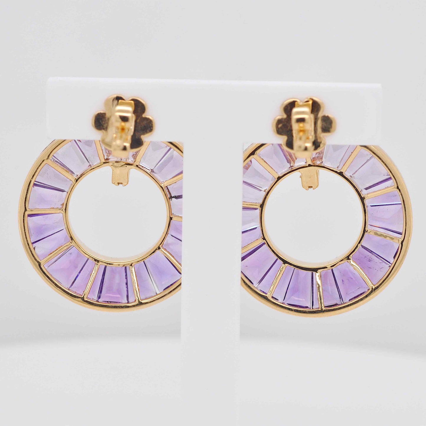 Circle Amethyst Diamond Earrings