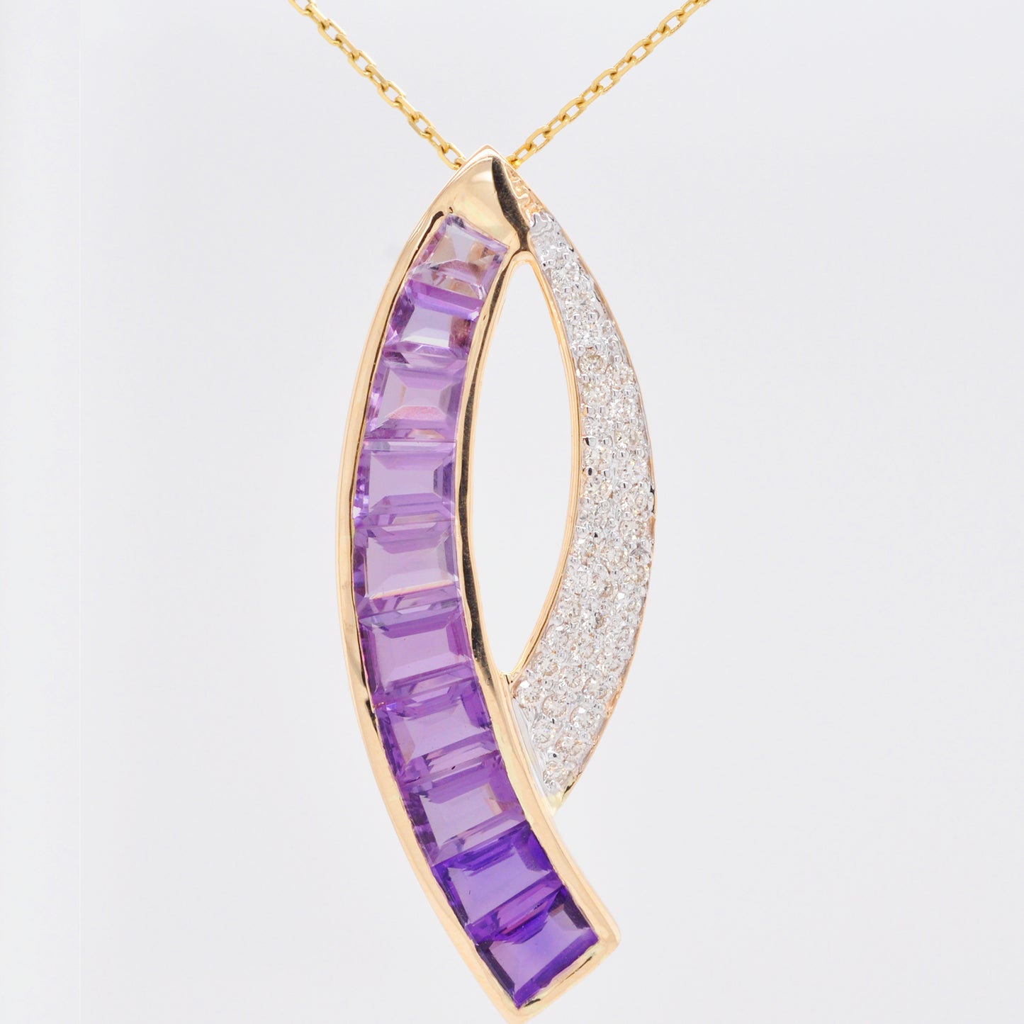 18k gold amethyst pendant brooch