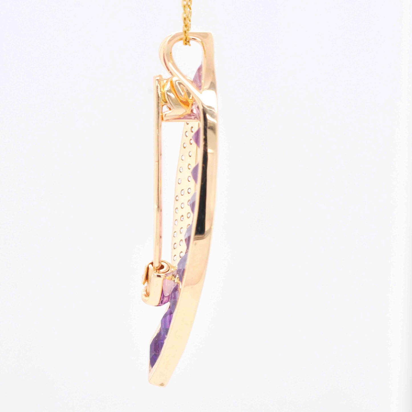 Amethyst Diamond Pendant with yellow Gold