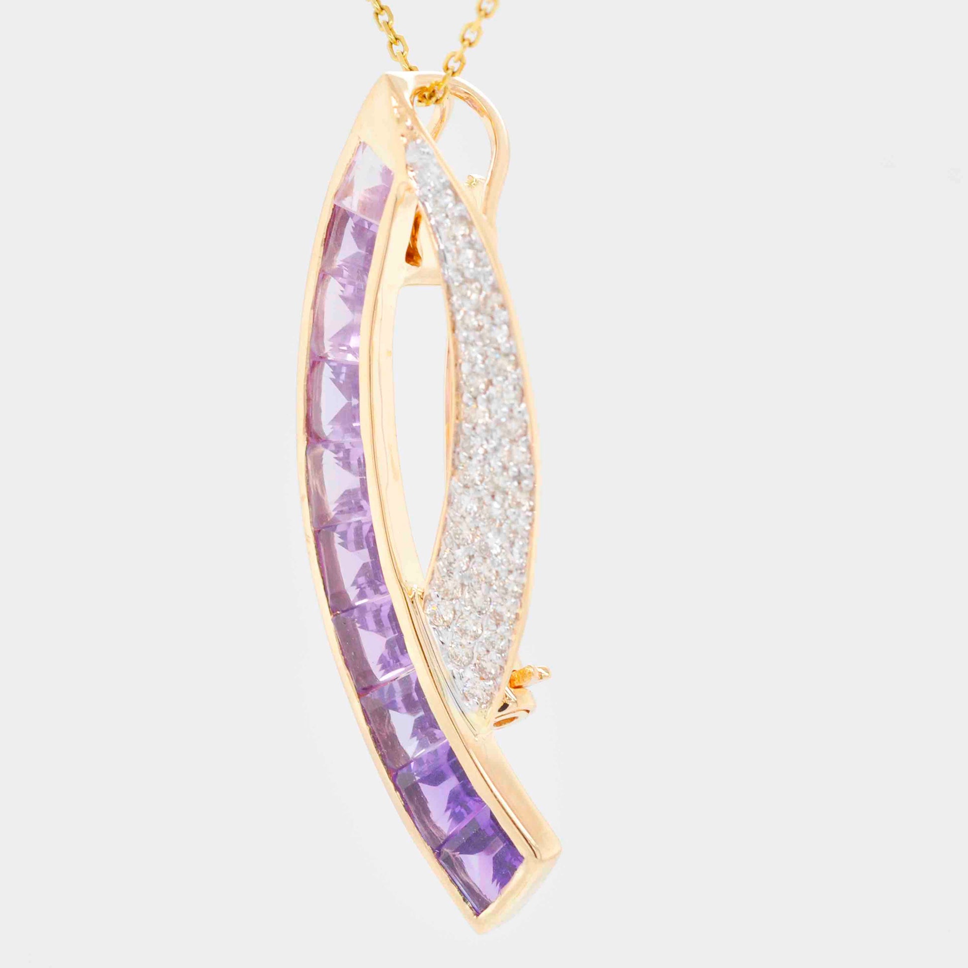 Amethyst Diamond Birthstone Pendant