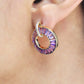Circle Amethyst Diamond Earrings