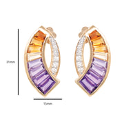 Elegant ametrine birthstone jewelry set with sickle pendant and earrings by Vaibhav Dhadda, crafted for modern minimalist style