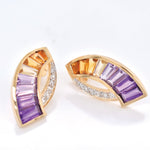 Handcrafted ametrine jewelry set with pendant and earrings in sickle shape, from the Vaibhav Dhadda contemporary collection