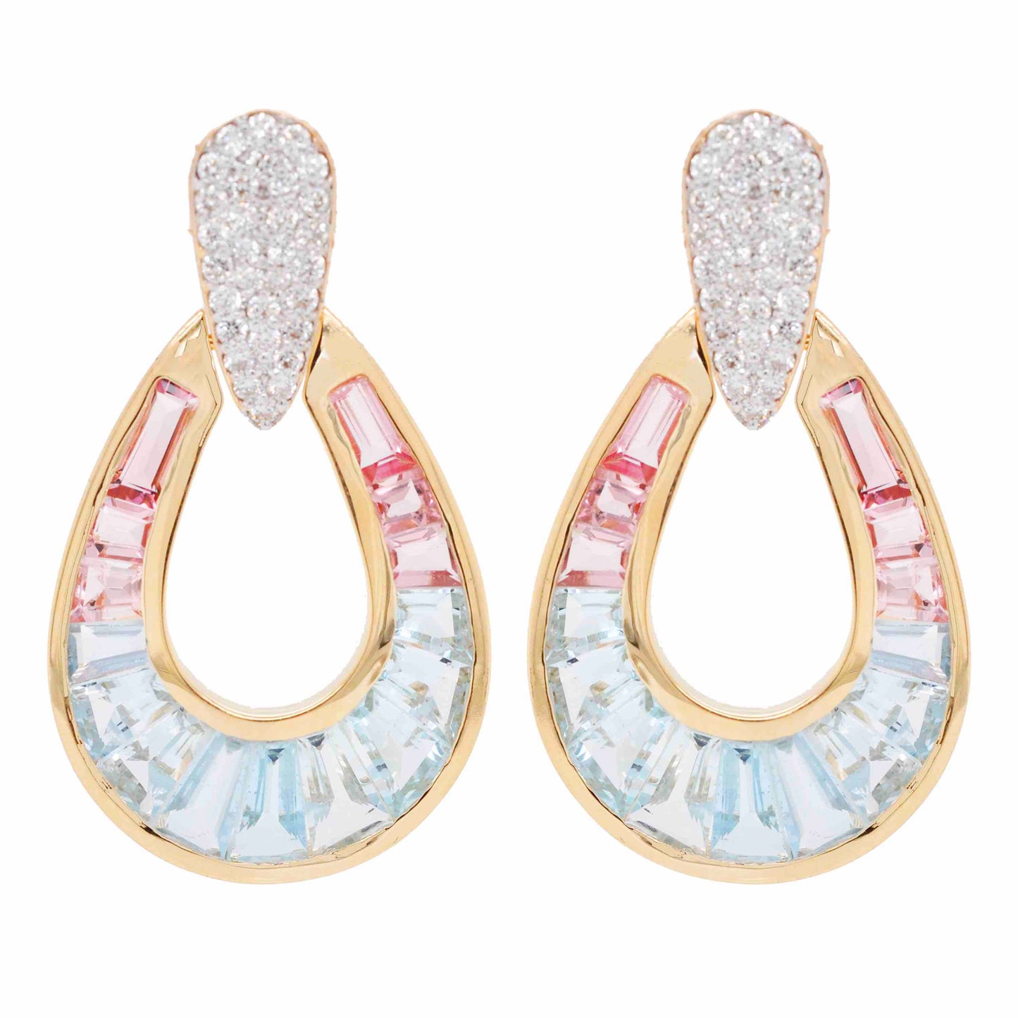 Aquamarine Pink Tourmaline Earrings