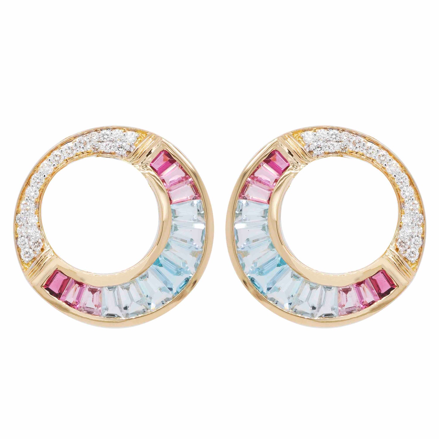 Aquamarine pink tourmaline earrings