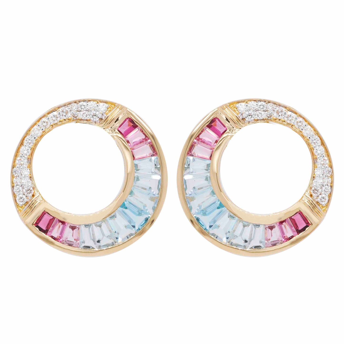 Aquamarine pink tourmaline earrings