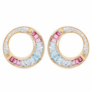 Aquamarine pink tourmaline earrings