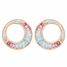Aquamarine pink tourmaline earrings