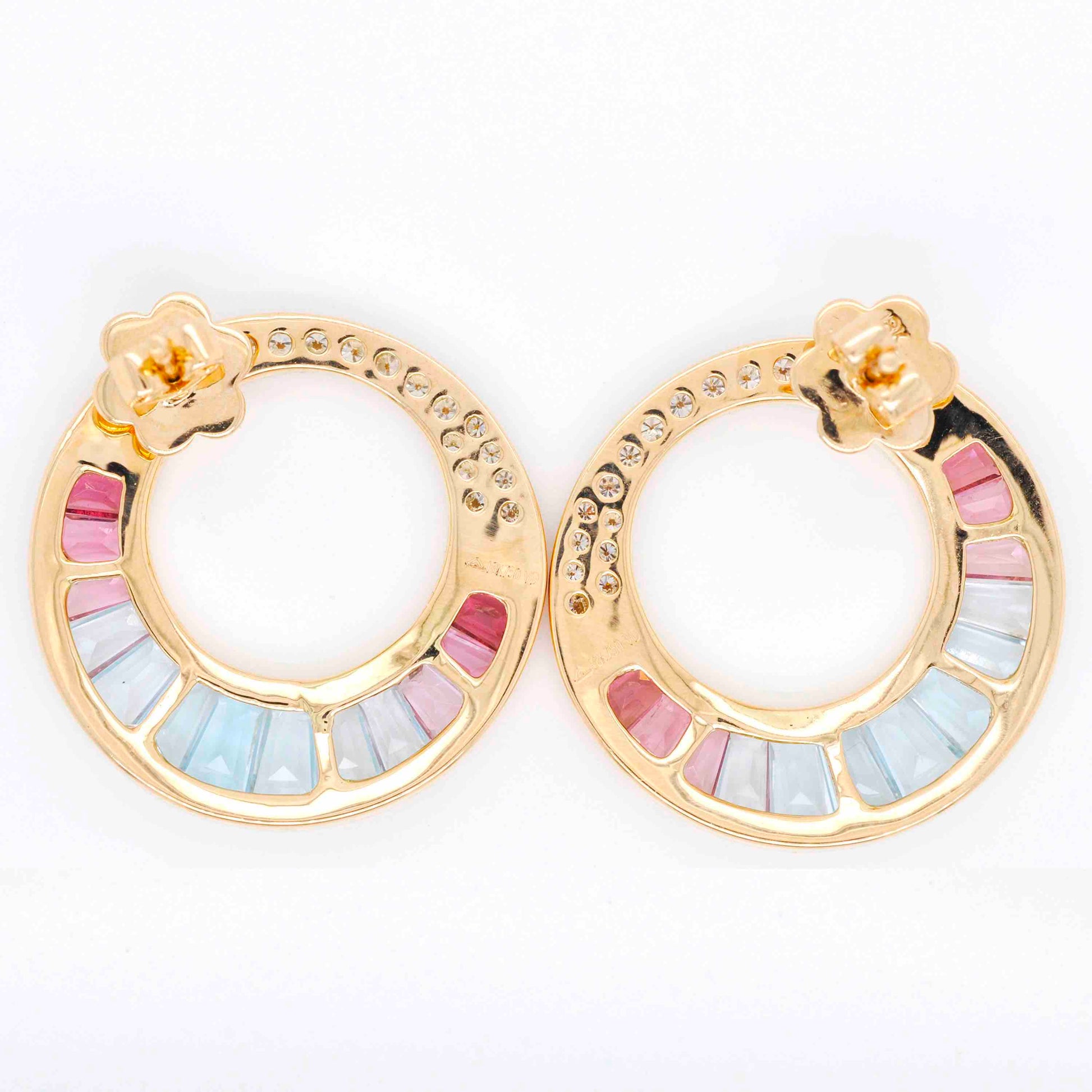 Pink tourmaline earrings in Art Deco style