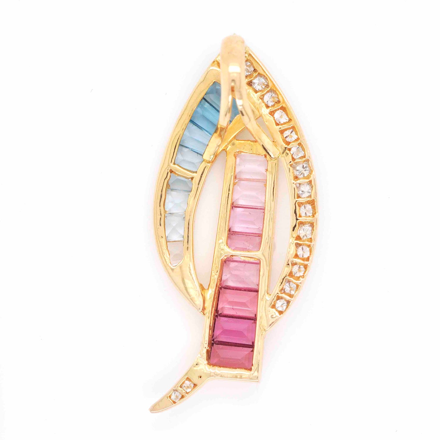 Pink tourmaline aquamarine gem pendant