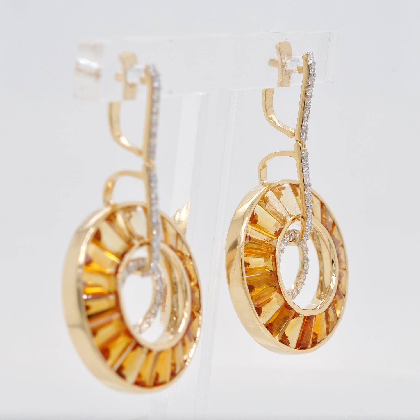 Circle Citrine Dangle Set