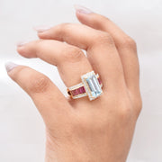 Aquamarine Pink Tourmaline Diamond Ring