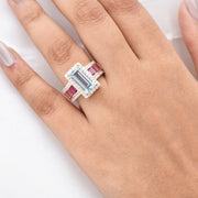 Aquamarine Pink Tourmaline Diamond Ring
