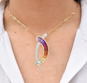 Signature D Diamond Pendant Brooch