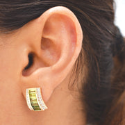 Pyramid Peridot Green Tourmaline Earrings