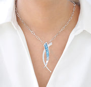 Sword Blue Topaz Pendant Brooch