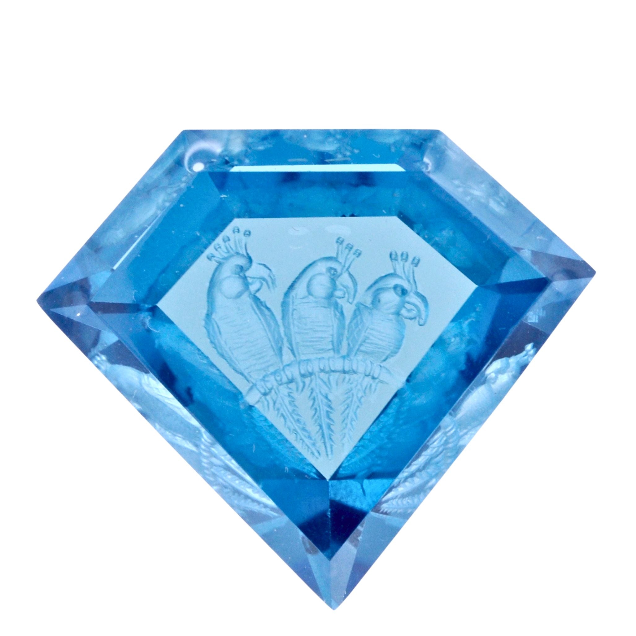 BLUE TOPAZ THREE PARROTS