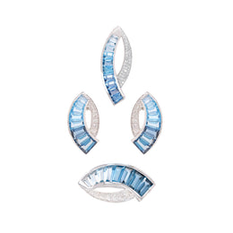 Sword Blue Topaz: Pendant, Earrings & Ring Set