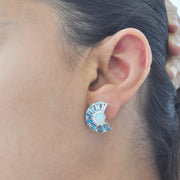 Blue Topaz Opal Earrings