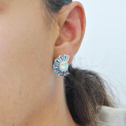 Blue Topaz Opal Earrings