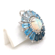 Blue Topaz Opal Pendant