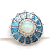 Blue Topaz Opal Pendant
