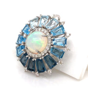 Blue Topaz Opal Pendant