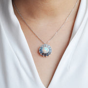 Blue Topaz Opal Pendant