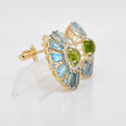 Circle Peridot & Blue Topaz Ferris Wheel Earrings