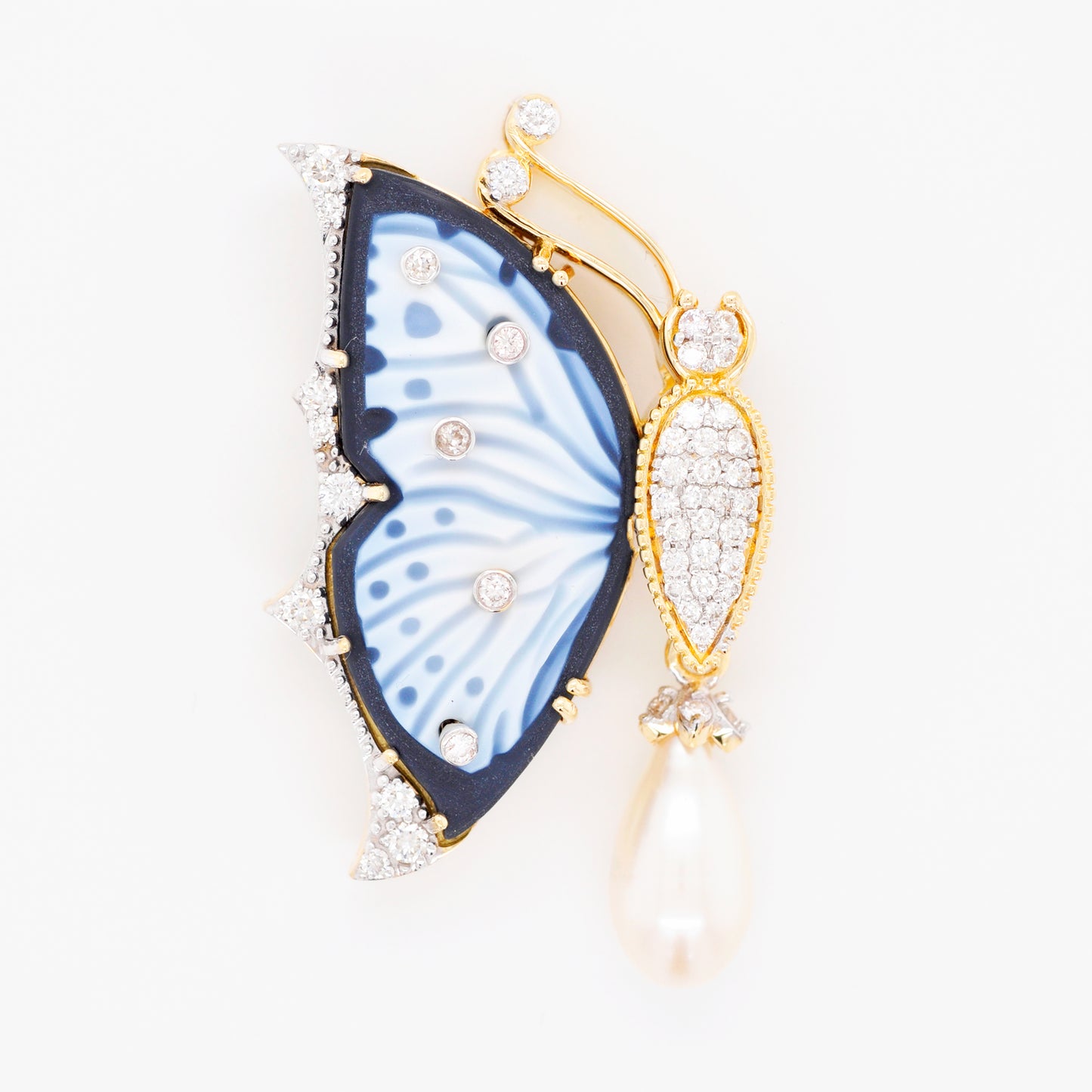 Butterfly Pearl Pendant Brooch