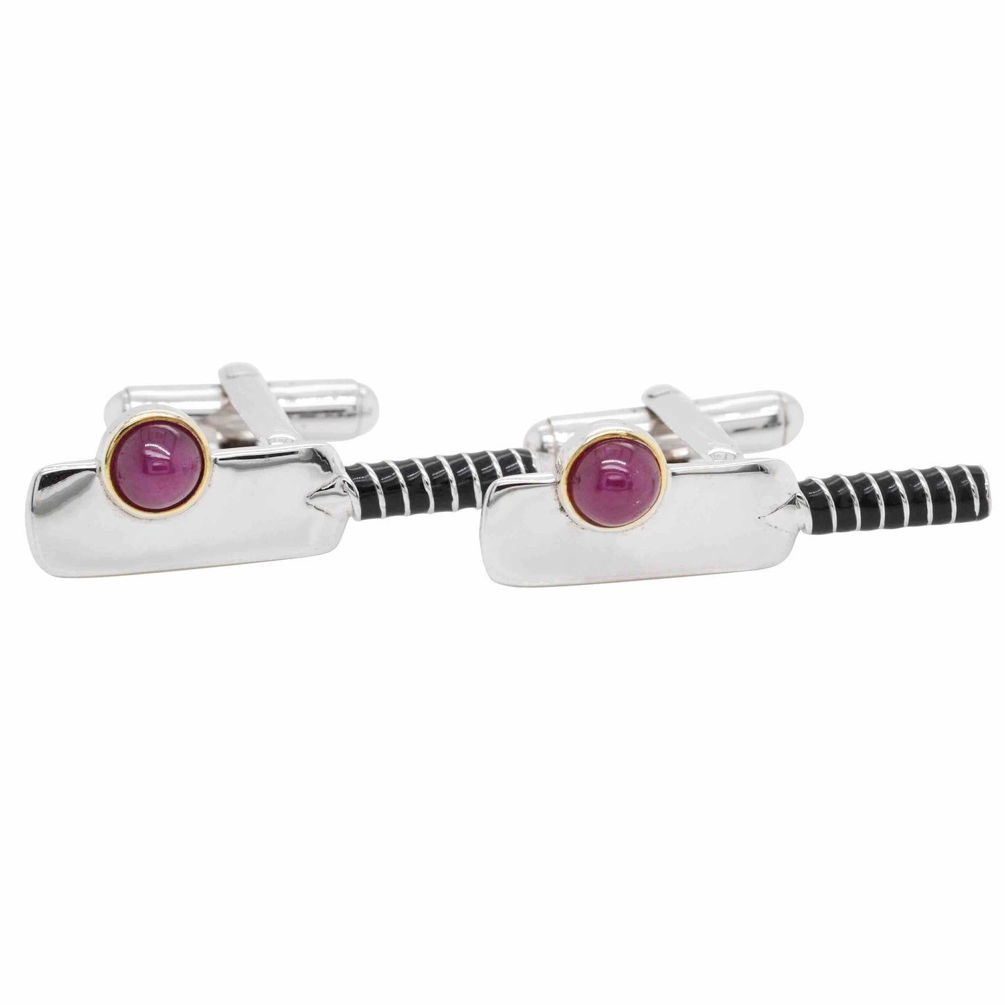 Ruby Cricket Ball Bat Cufflinks - Vaibhav Dhadda Jewelry