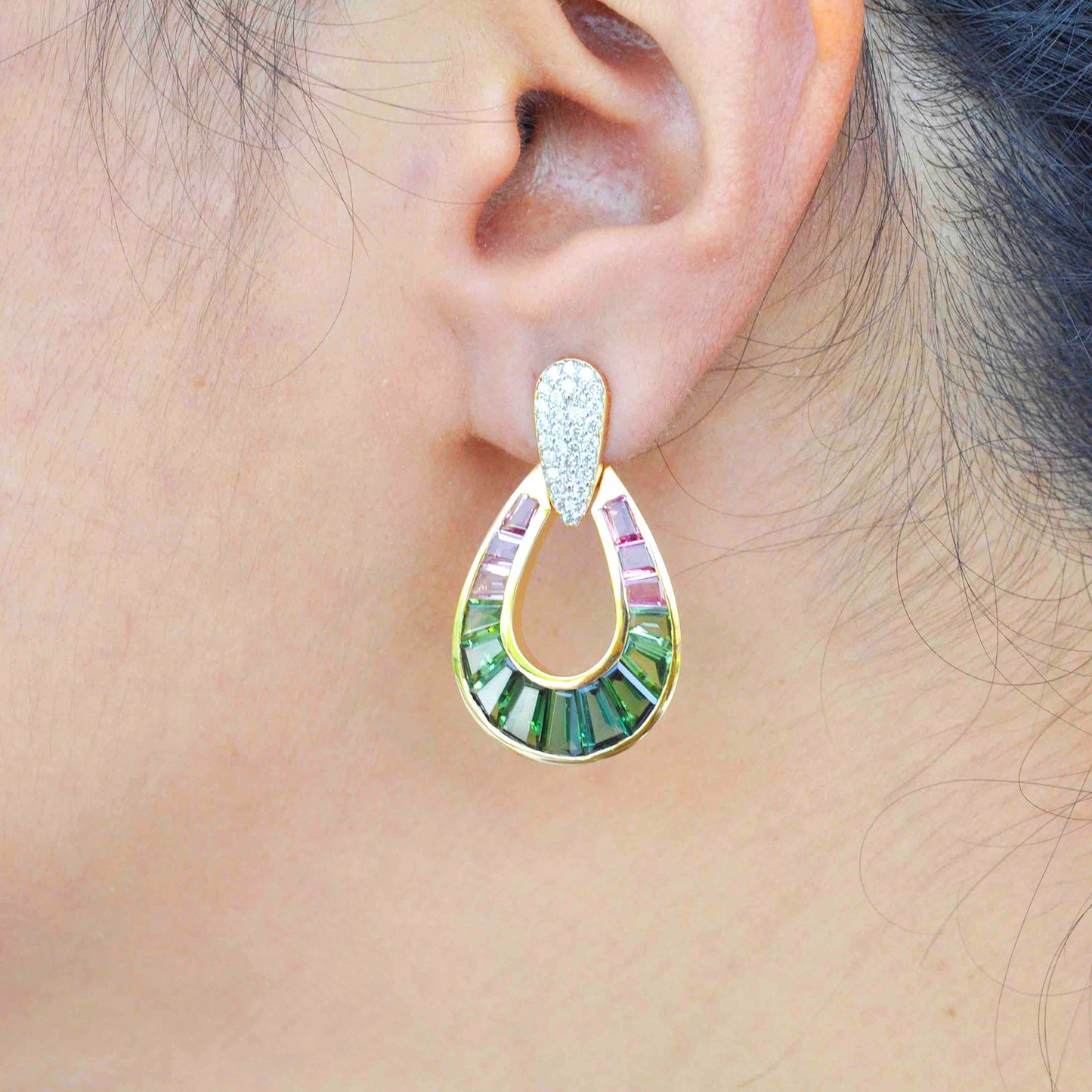 natural watermelon tourmaline earrings