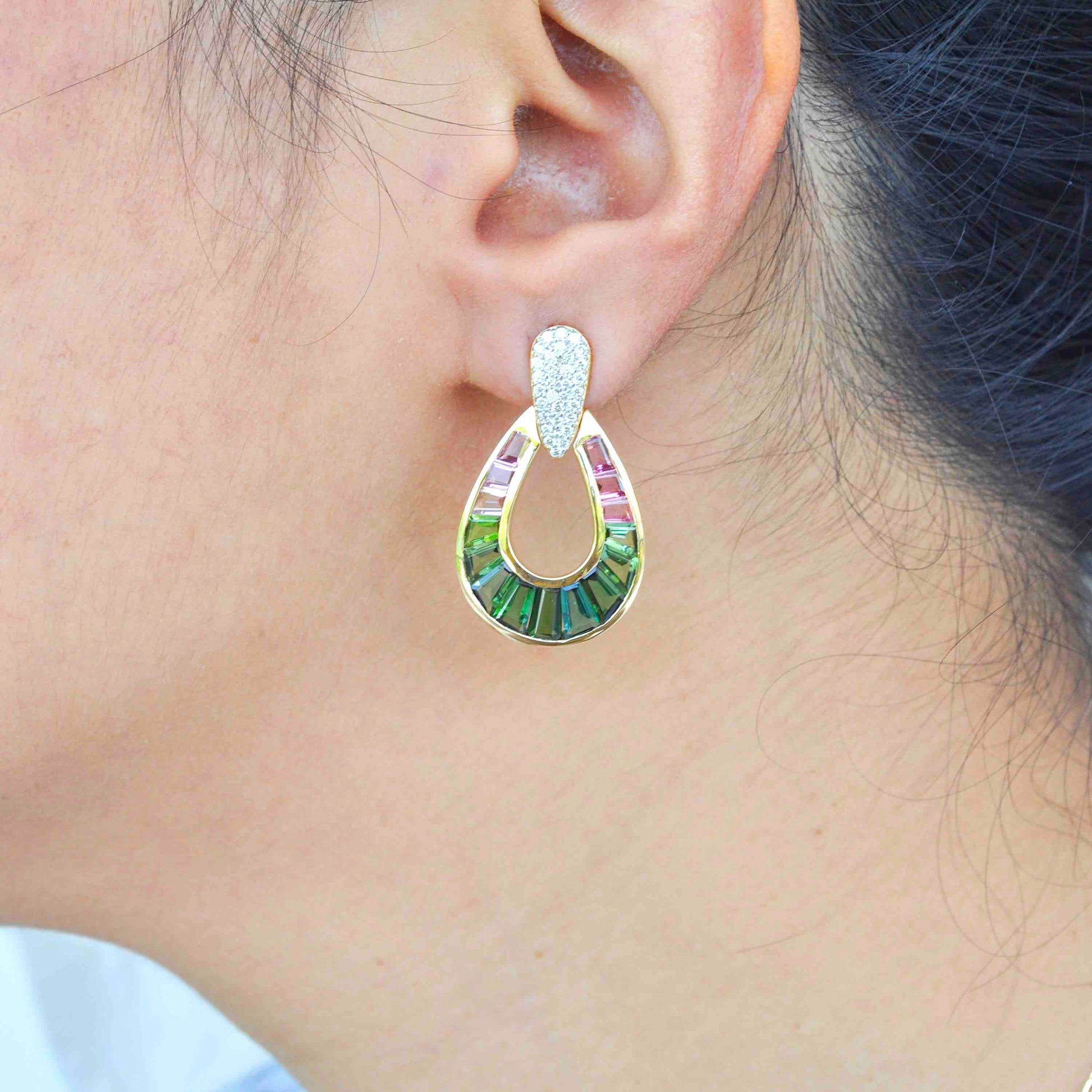 watermelon tourmaline stud earrings