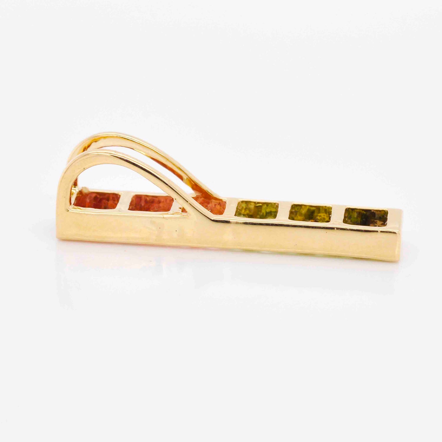 18K Gold Bi Color Tourmaline Bar pendant