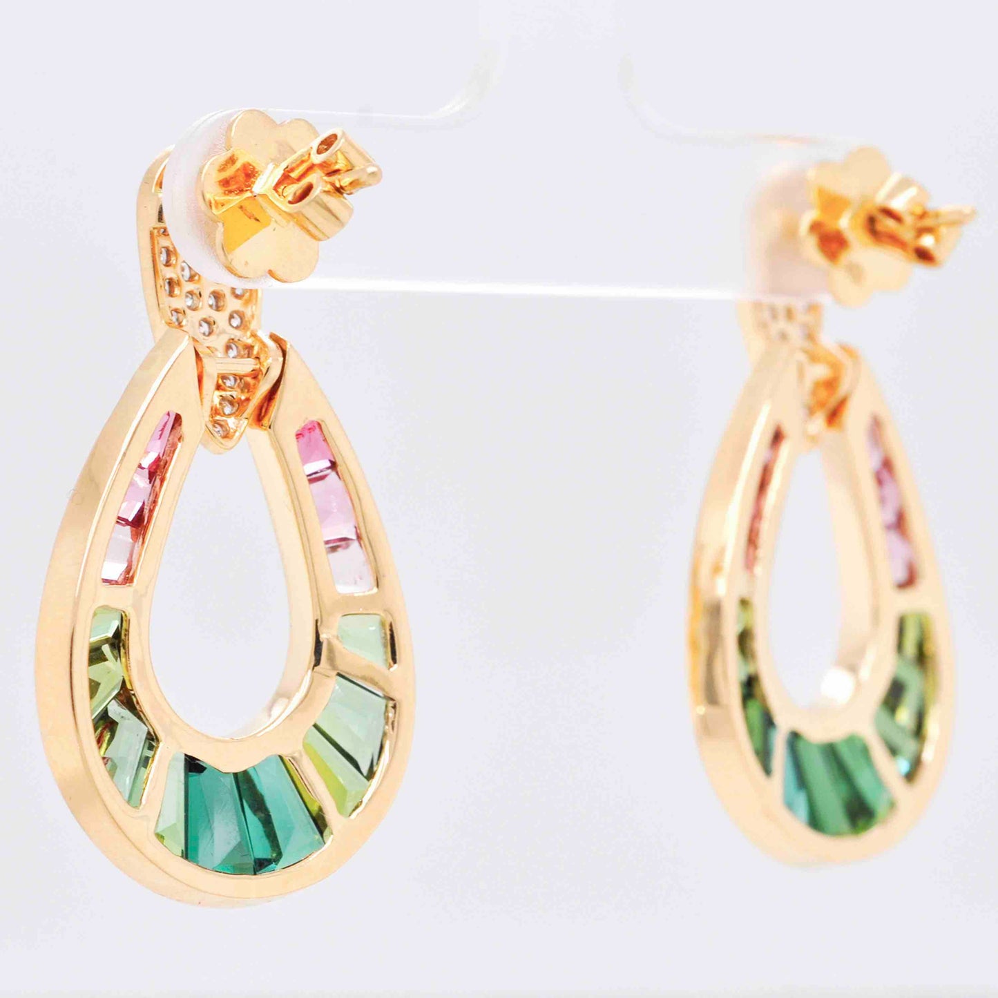 18K Gold Bi-Color Tourmaline Diamond Raindrop Earrings - Vaibhav Dhadda Jewelry