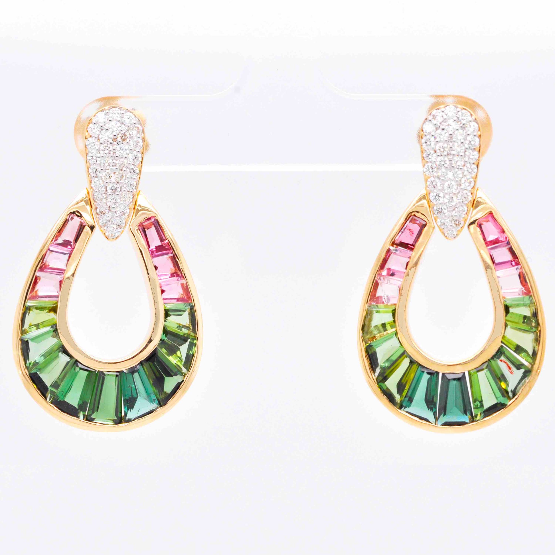 bi color tourmaline earrings