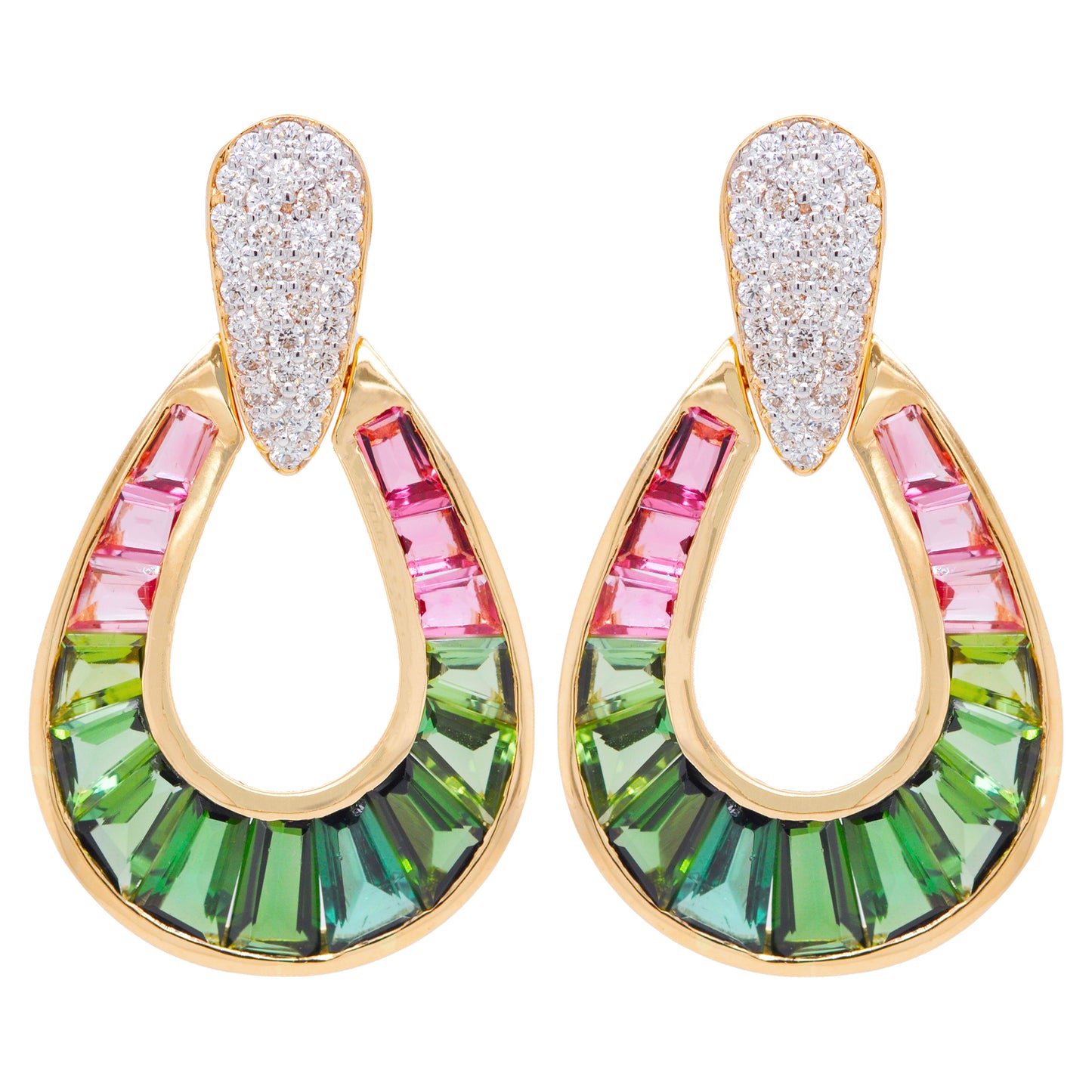 watermelon tourmaline earring