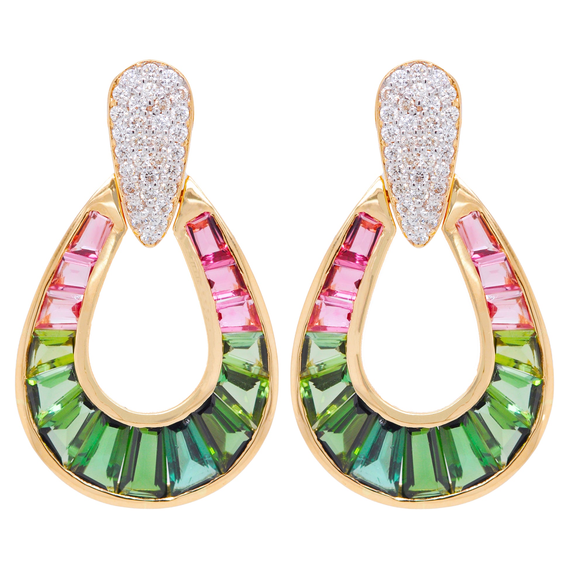 watermelon tourmaline earring