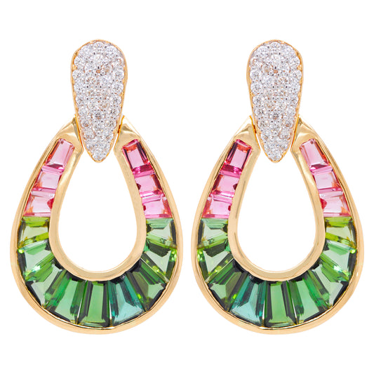 watermelon tourmaline earring